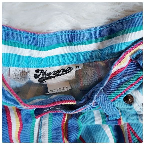 90’s Vintage Striped High Waisted Mom Shorts - Picture 3 of 4